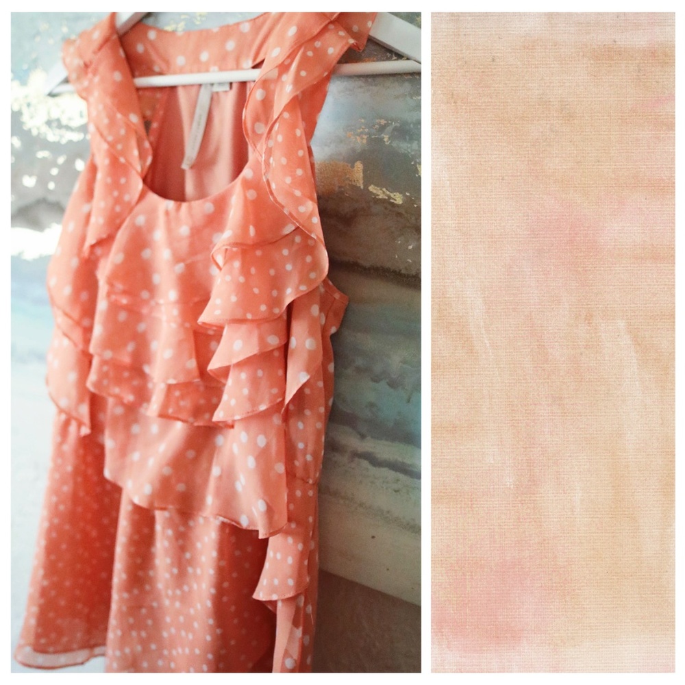 Lauren Conrad peach with white polka dot top